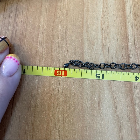 Funky vintage burnished metal choker necklace with crystals goth 16" adjustable - Picture 8 of 10